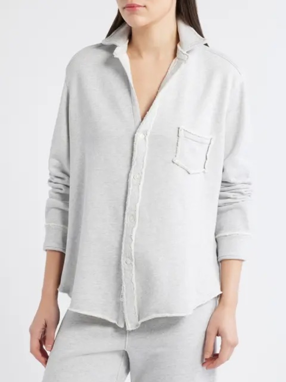 NEW Frank & Eileen Eileen Button Up Shirt Triple Fleece Heather White Melange